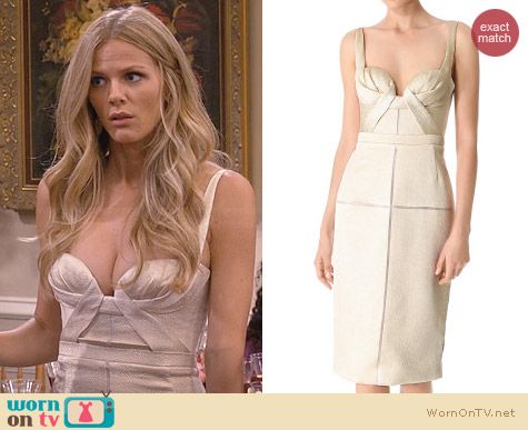 J Mendel Draped Bustier Dress worn by Brooklyn Decker on FWBL