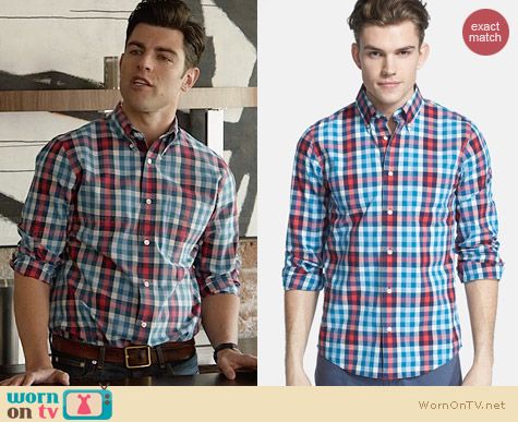 Jack Spade Avery Check Shirt worn by Max Greenfield on New Girl