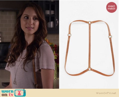 Jakimac x UO Simple Leather Harness worn by Troian Bellisario on PLL