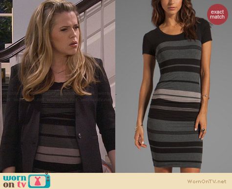 James Perse Multi Layer Stripe Dress worn by Majandra Delfino on FWBL