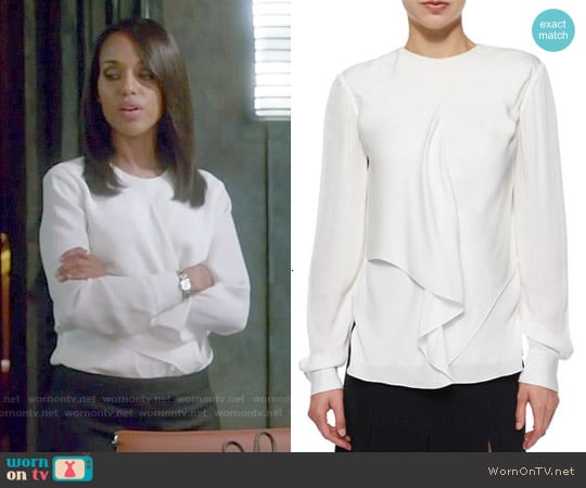 Jason Wu Draped Front Crepe Blouse worn by Olivia Pope (Kerry Washington) on Scandal