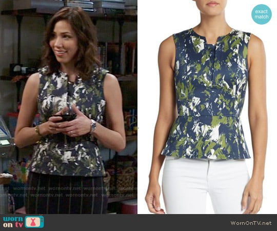 Jason Wu Printed Cotton & Silk Peplum Top worn by Angela Montenegro (Michaela Conlin) on Bones