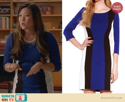 Jenna Ushkowitz Fashion: Laundry by Shelli Segal Blue Colorblock Dress worn on Glee