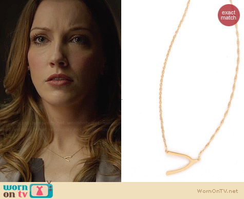 Jennifer Zeuner Mini Wishbone Necklace worn by Katie Cassidy on Arrow