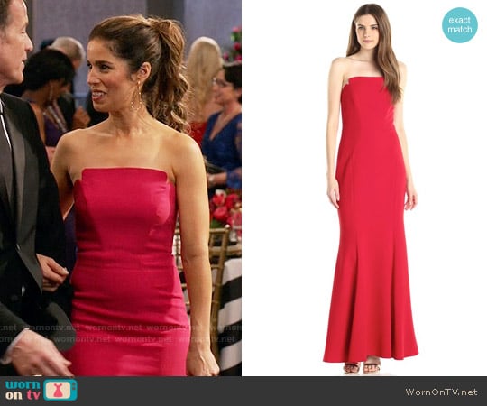 Jill Stuart Strapless Column Gown in Garnet worn by Marisol Duarte (Ana Ortiz) on Devious Maids