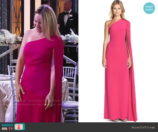 Jill Stuart Cape Sleeve Crepe Gown worn by Sharon Newman (Sharon Case) on The Young and the Restless