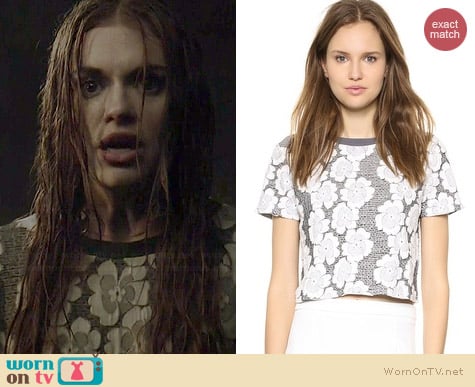 JOA Knit Jacquard Floral Tee worn by Holland Roden on Teen Wolf