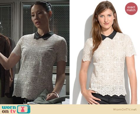 Joan Watson Fashion: Madewell Collar Lace Top worn on Elementary