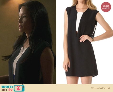 Joan Watson Fashion: Mason by Michelle Mason Contrast Shift Dress worn by Lucy Liu