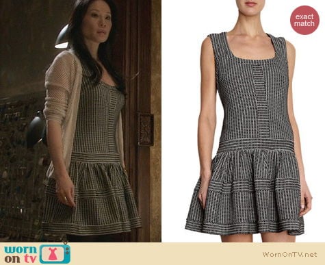 Joan Watson Fashion: Thakoon Drop Waist Striped Dress worn by Lucy Liu