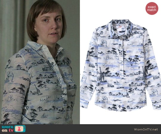 Joe Fresh Safari Print Popover Blouse worn by Lena Dunham on Girls