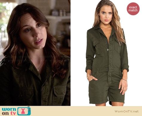 Joe's Jeans Military Shirttail Romper worn by Troian Bellisario on PLL