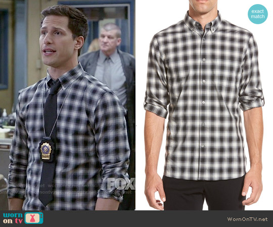 John Varvatos Check Sport Shirt worn by Jake Peralta (Andy Samberg) on Brooklyn Nine-Nine