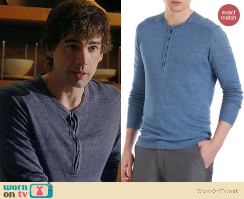 John Varvatos Ribbed Henley worn by Christopher Gorham on Covert Affairs