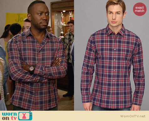 John Varvatos Violot Plaid Shirt worn by Lamorne Morris on New Girl