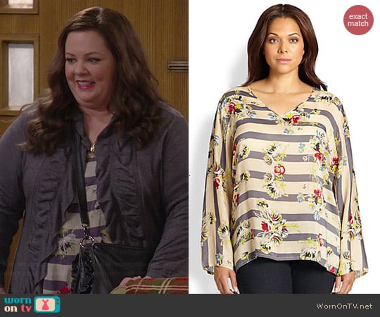 Johnny Was Floral Striped Blouse worn by Melissa McCarthy on Mike & Molly