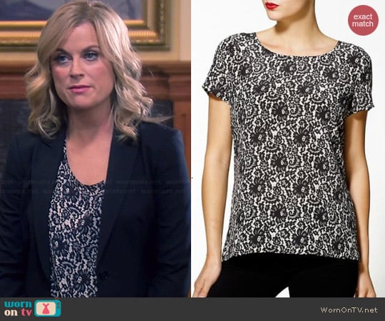 Joie Abelina Lace Print Blouse worn by Amy Poehler on Parks & Rec