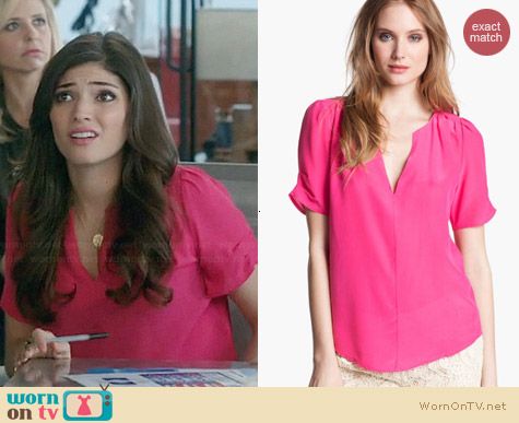 Joie Amone Blouse in Bright Fuchsia worn by Amanda Setton on The Crazy Ones