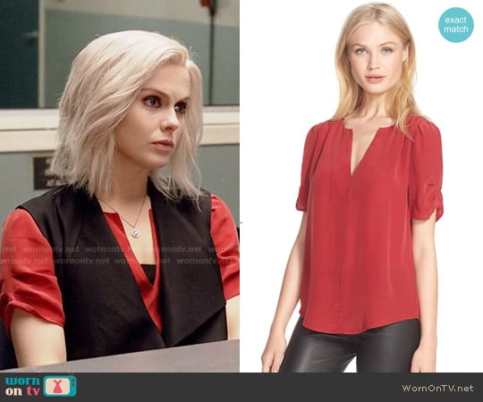 Joie Amone Blouse in Scarlet Rouge worn by Liv Moore (Rose McIver) on iZombie