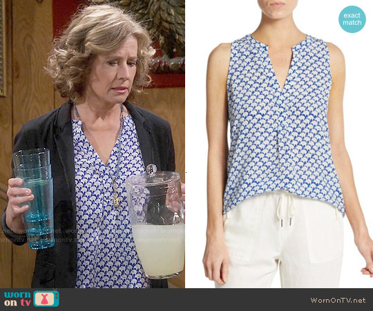 Joie Aruna Elephant Print Silk Tank worn by Vanessa Baxter (Nancy Travis) on Last Man Standing