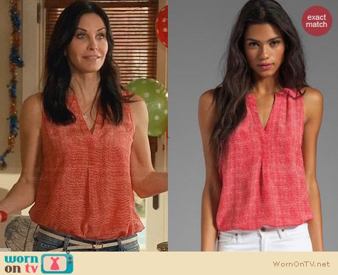 Joie Aruna Top in Poppy worn by Courtney Cox on Cougar Town