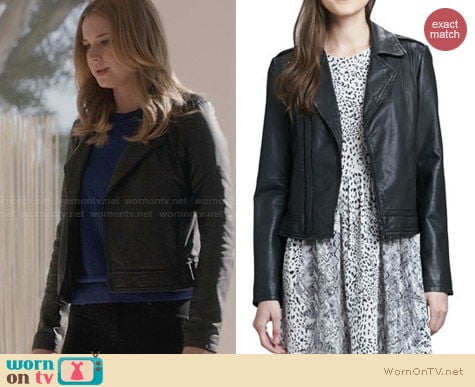 Joie Caldine Leather Jacket in Caviar worn by Emily VanCamp on Revenge