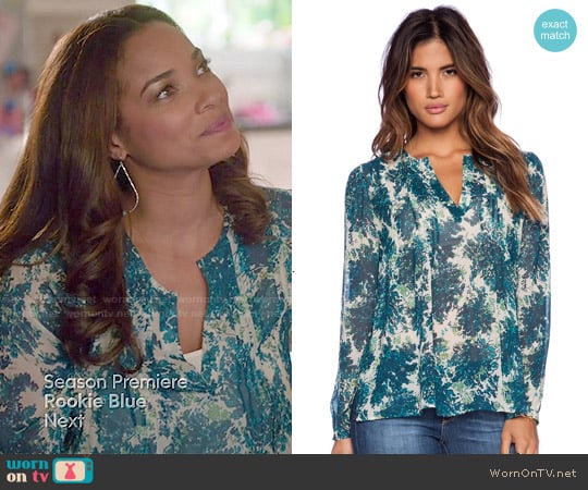 Joie Cantoria Blouse in Lagoon worn by April Malloy (Rochelle Aytes) on Mistresses