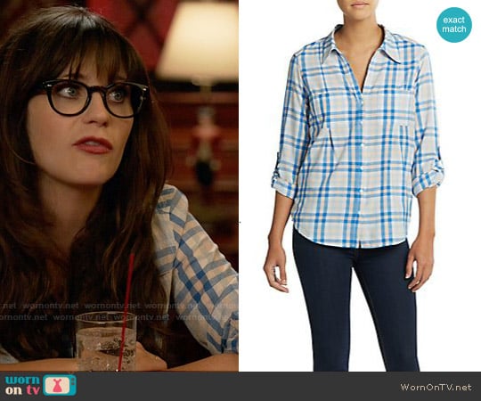 Joie 'Cartel' Plaid Shirt in Oasis worn by Jessica Day (Zooey Deschanel) on New Girl