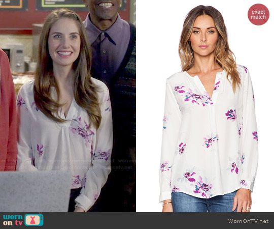 Joie Deon Blouse in Porcelain worn by Annie Edison (Alison Brie) on Community