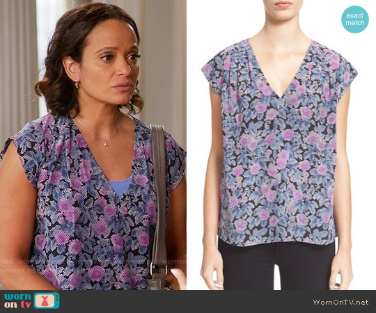 Joie Faela Top in Shadow Lily worn by Zoila Diaz (Judy Reyes) on Devious Maids