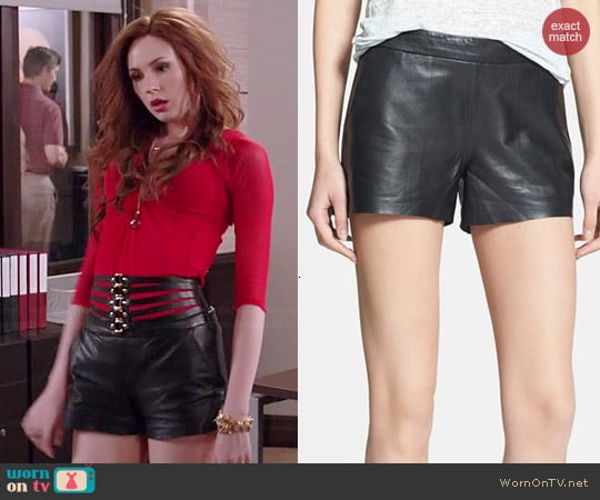 Joie Fenmore Leather Shorts worn by Karen Gillan on Selfie