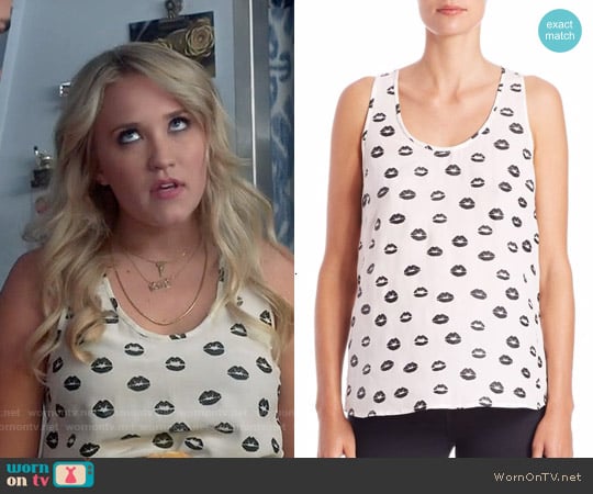 Joie Fiore Silk Lips Print Tank Top worn by Gabi Diamond (Emily Osment) on Young and Hungry