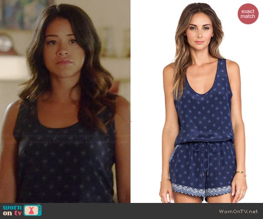 Joie Isidora Romper in Dark Navy worn by Gina Rodriguez on Jane the Virgin