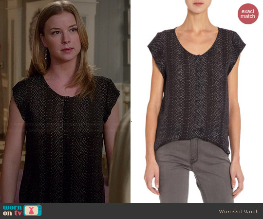 Joie Iva Reptile Print Top worn by Emily VanCamp on Revenge