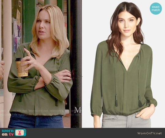 Joie Jacinta Silk Blouse in Military worn by Camille O'Connell (Leah Pipes) on The Originals