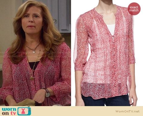 Joie 'Laurel' Blouse in Candy Red worn by Nancy Travis on Last Man Standing