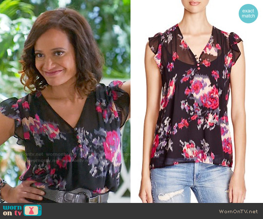 Joie Macy Floral Silk Top worn by Zoila Diaz (Judy Reyes) on Devious Maids