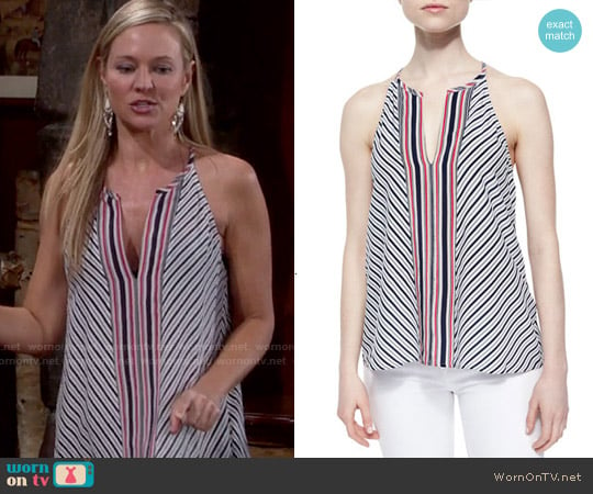 Joie Mahaut Striped Silk Tank worn by Sharon Newman (Sharon Case) on The Young and the Restless