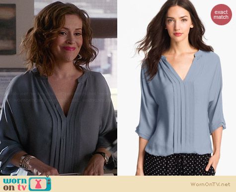 Joie Marru Blouse in Bluestone worn by Alyssa Milano on Mistresses