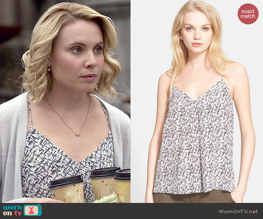 Joie 'Nahlah' Print Silk Camisole in Caviar worn by Camille O'Connell (Leah Pipes) on The Originals