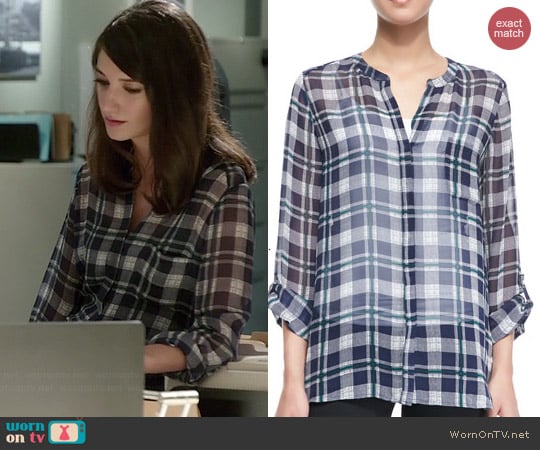 Joie Nura Plaid Blouse worn by Sheila Vand on State of Affairs