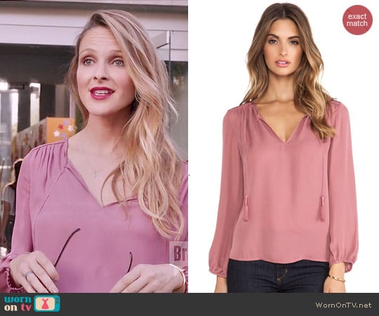 Joie Odelette Blouse in Rouge worn by Beau Garrett on GG2D