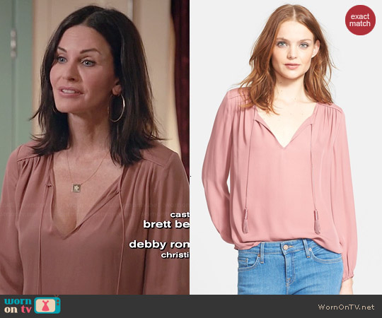 Joie Odelette Blouse in Rouge worn by Courtney Cox on Cougar Town