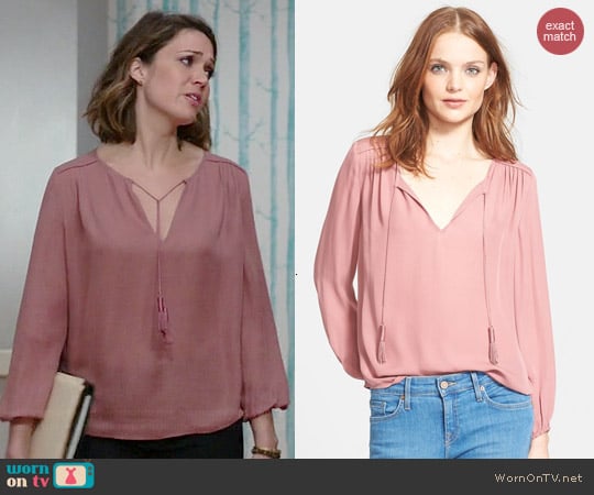 Joie Odelette Blouse in Rouge worn by Mandy Moore on Red Band Society