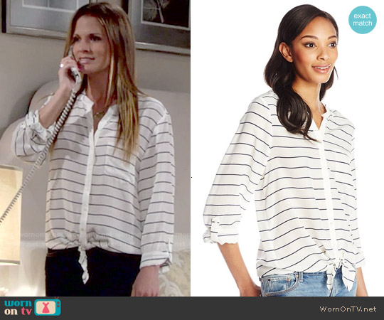 Joie Osei Striped Blouse worn by Chelsea Lawson (Melissa Claire Egan) on The Young and the Restless