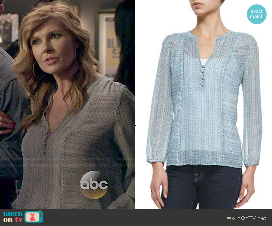 Joie Parmena Blouse in Pale Ocean worn by Rayna Jaymes (Connie Britton) on Nashville