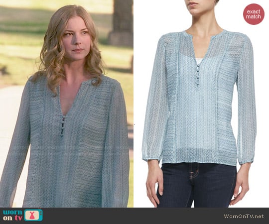 Joie Parmena Blouse in Pale Ocean worn by Emily Thorne / Amanda Clarke (Emily VanCamp) on Revenge