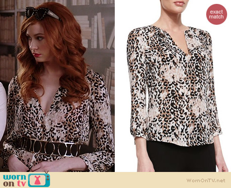 Joie Pearline Leopard Blouse worn by Karen Gillan on Selfie