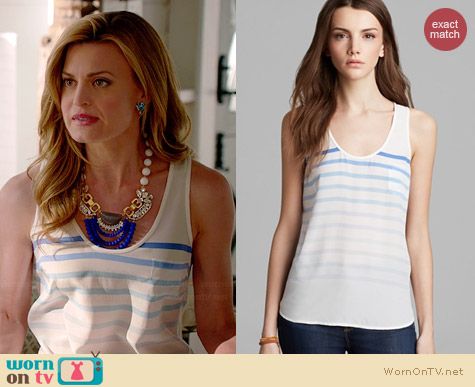 Joie Rain B Dusty Chambray Stripe Tank worn by Brooke D'Orsay on Royal Pains