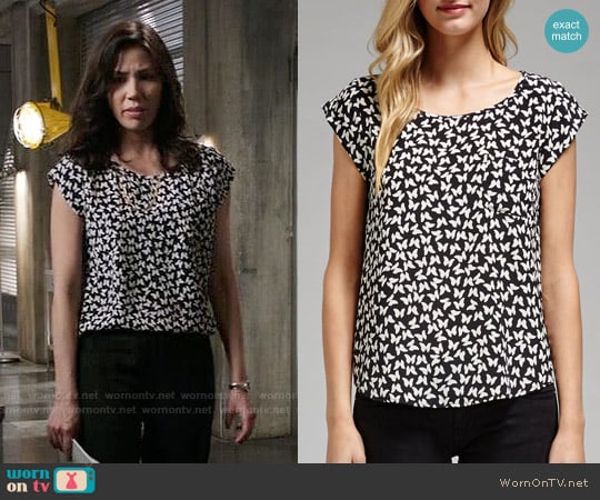 Joie Rancher Butterfly Print Top worn by Angela Montenegro (Michaela Conlin) on Bones